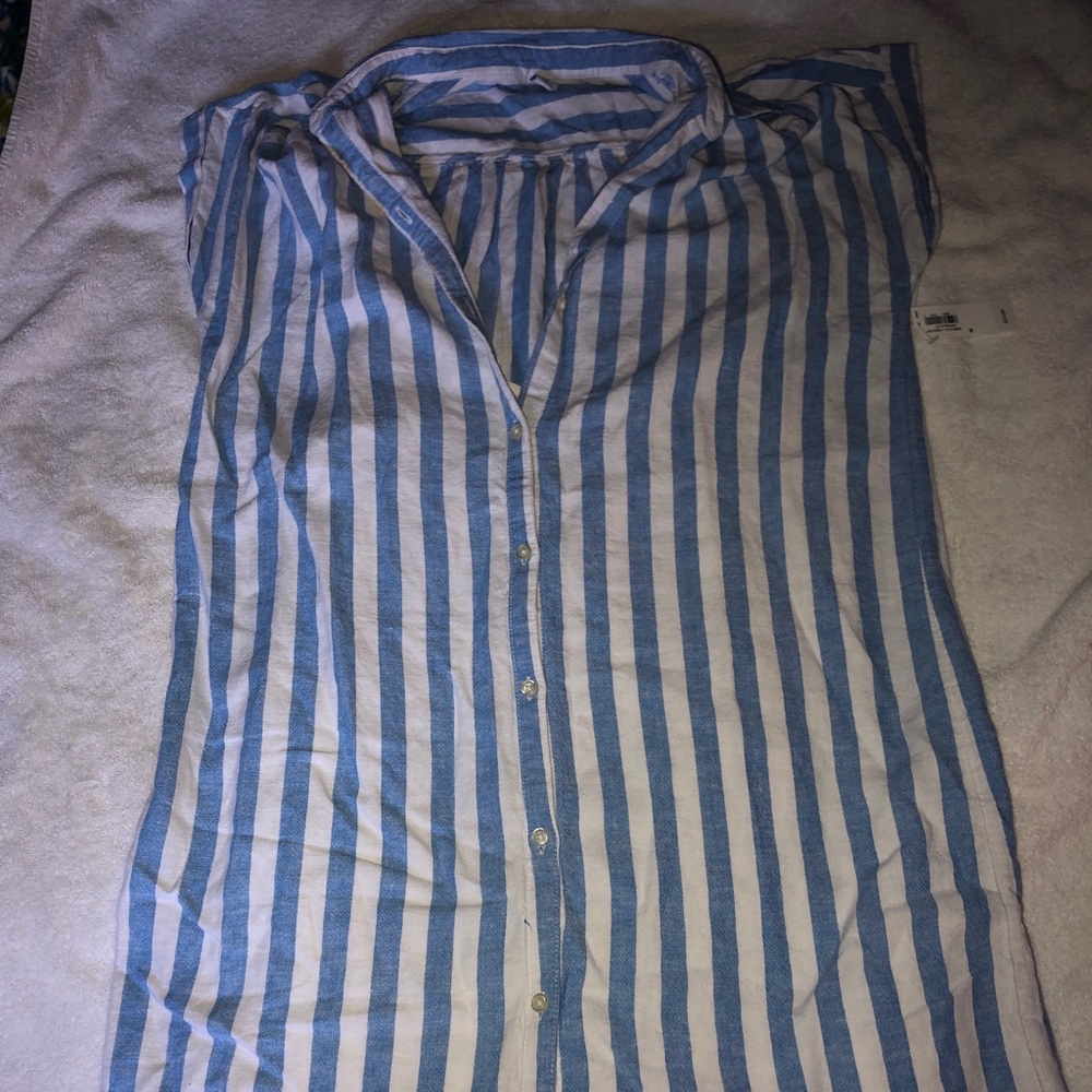 Button down stripped dress with slip included